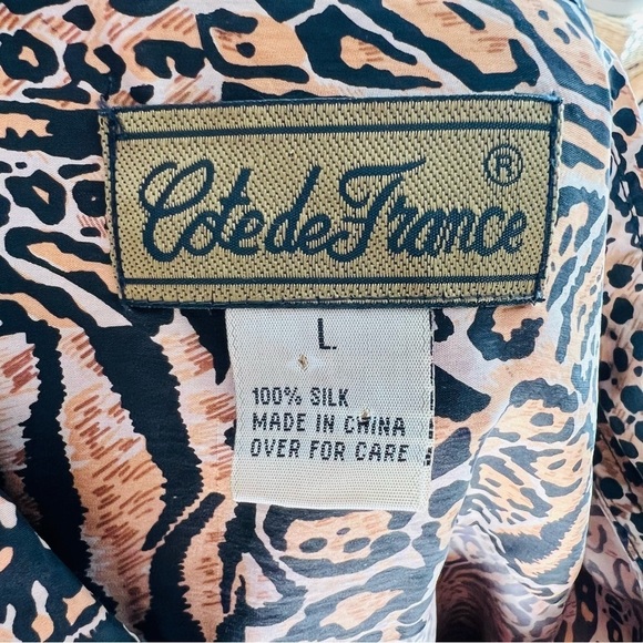 COTE DE FRANCE vintage silk blouse animal print - Picture 2 of 6
